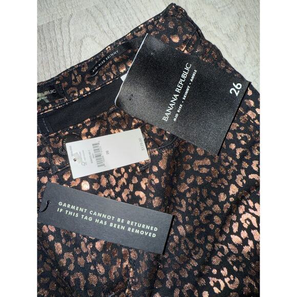 BANANA REPUBLIC
MID-RISE SKINNY METALLIC LEOPARD JEAN NWT SIZE 26 - Picture 5 of 6